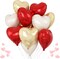 Red & Gold Heart Foil Balloons – 12 Pcs 18 Inch Metallic Red, Gold & Cream Heart-Shaped Balloons for Birthday, Wedding, Baby Shower, Valentine’s Day, Mother’s Day & Christmas Party Decorations